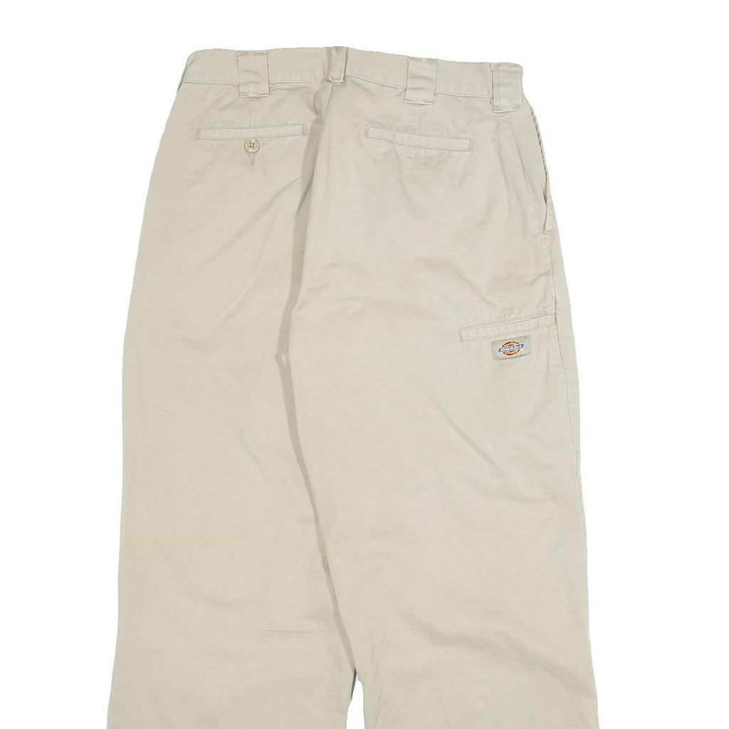 DICKIES Mens Relaxed Beige Cotton Blend Trousers W30 L29 Workwear Casual Zip