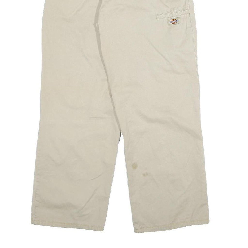 DICKIES Mens Relaxed Beige Cotton Blend Trousers W30 L29 Workwear Casual Zip