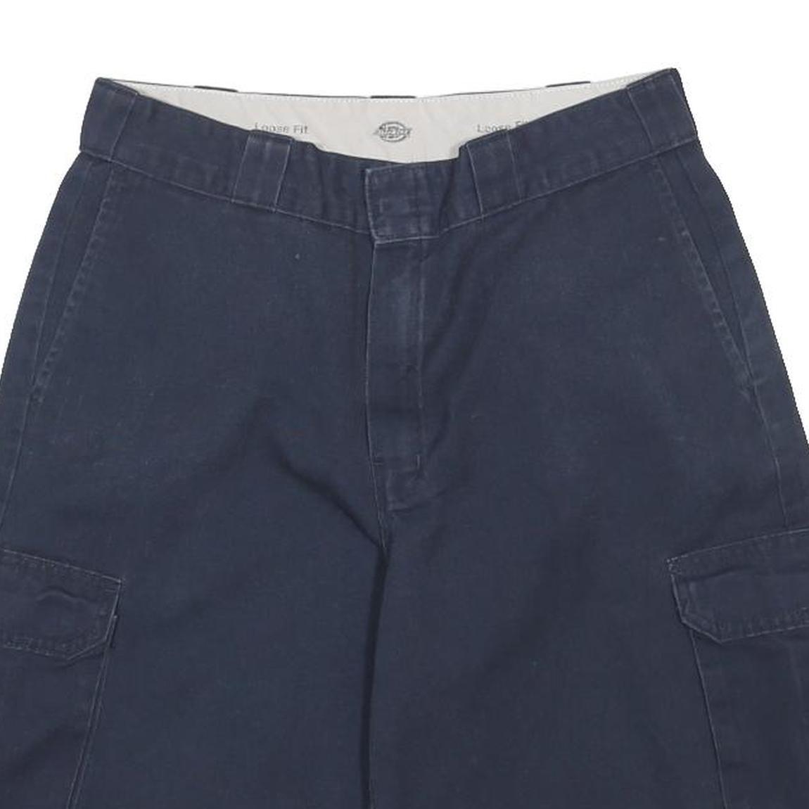DICKIES Mens Shorts Blue Cargo Cotton Blend Loose Fit M W34 Workwear