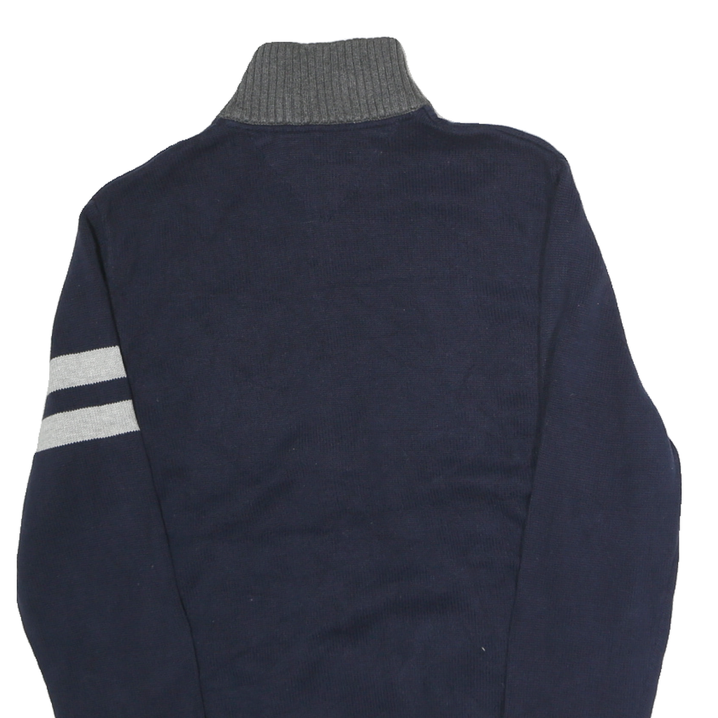 NAUTICA Mens Navy & Grey Tommy Hilfiger Patterned Jumper Collared Full Zip