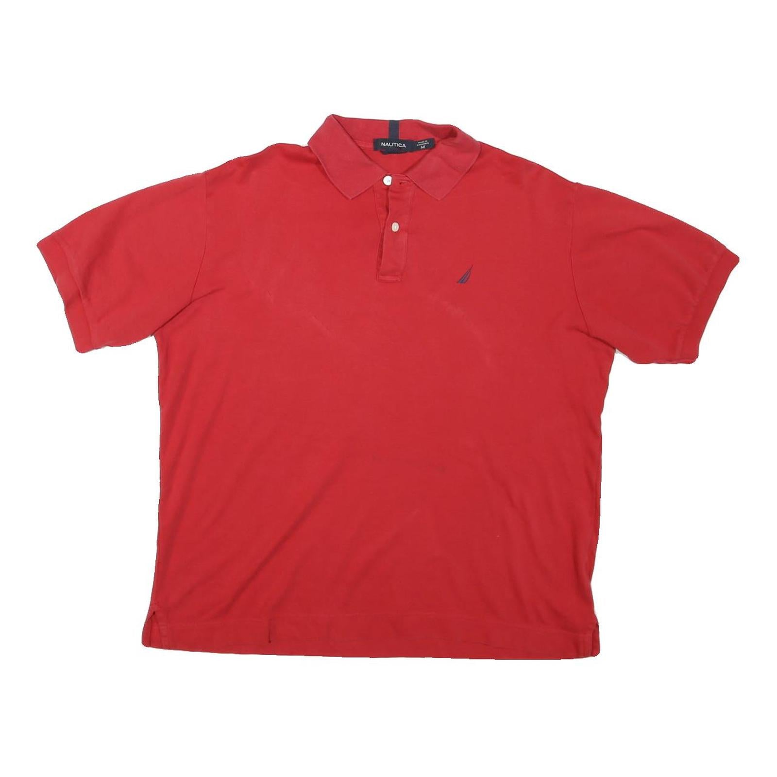 NAUTICA Mens Red Short Sleeve Plain Polo Shirt M Classic Cotton Blend
