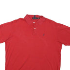 NAUTICA Mens Red Short Sleeve Plain Polo Shirt M Classic Cotton Blend