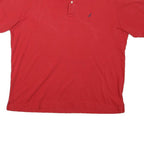 NAUTICA Mens Red Short Sleeve Plain Polo Shirt M Classic Cotton Blend