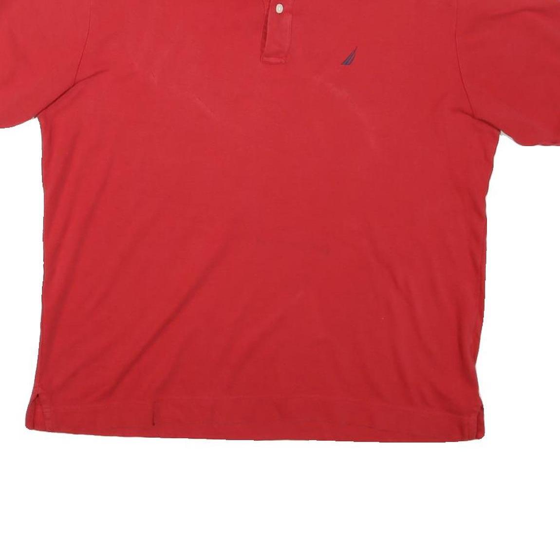NAUTICA Mens Red Short Sleeve Plain Polo Shirt M Classic Cotton Blend