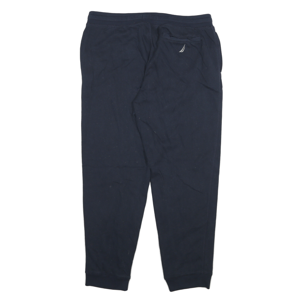 NAUTICA Mens Joggers Navy Blue L W32 L26 Cotton Blend Slim Tapered Sweatpants