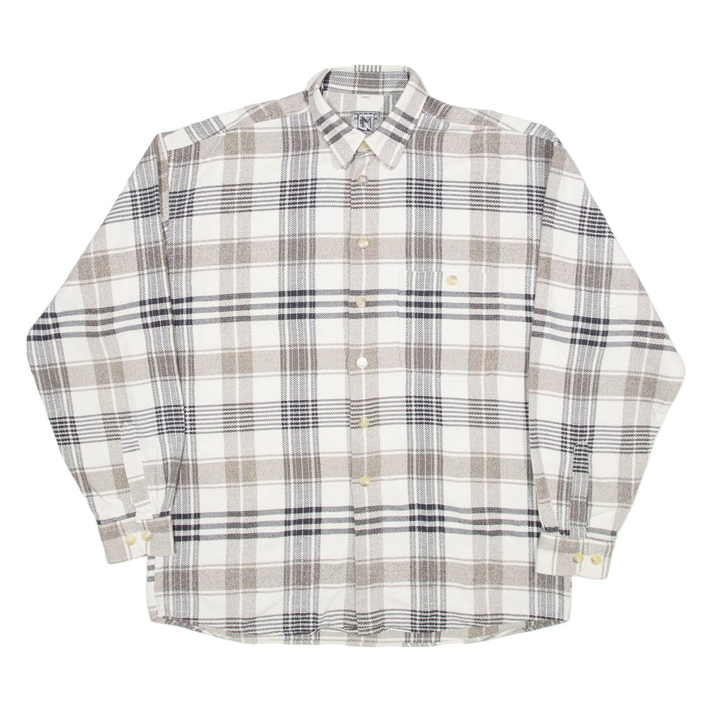 JEAN MASERICK Mens Shirt White Check Long Sleeve L