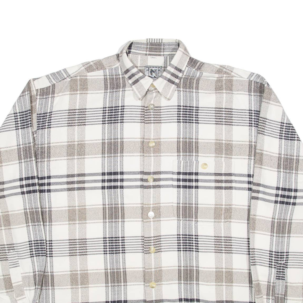 JEAN MASERICK Mens Shirt White Check Long Sleeve L