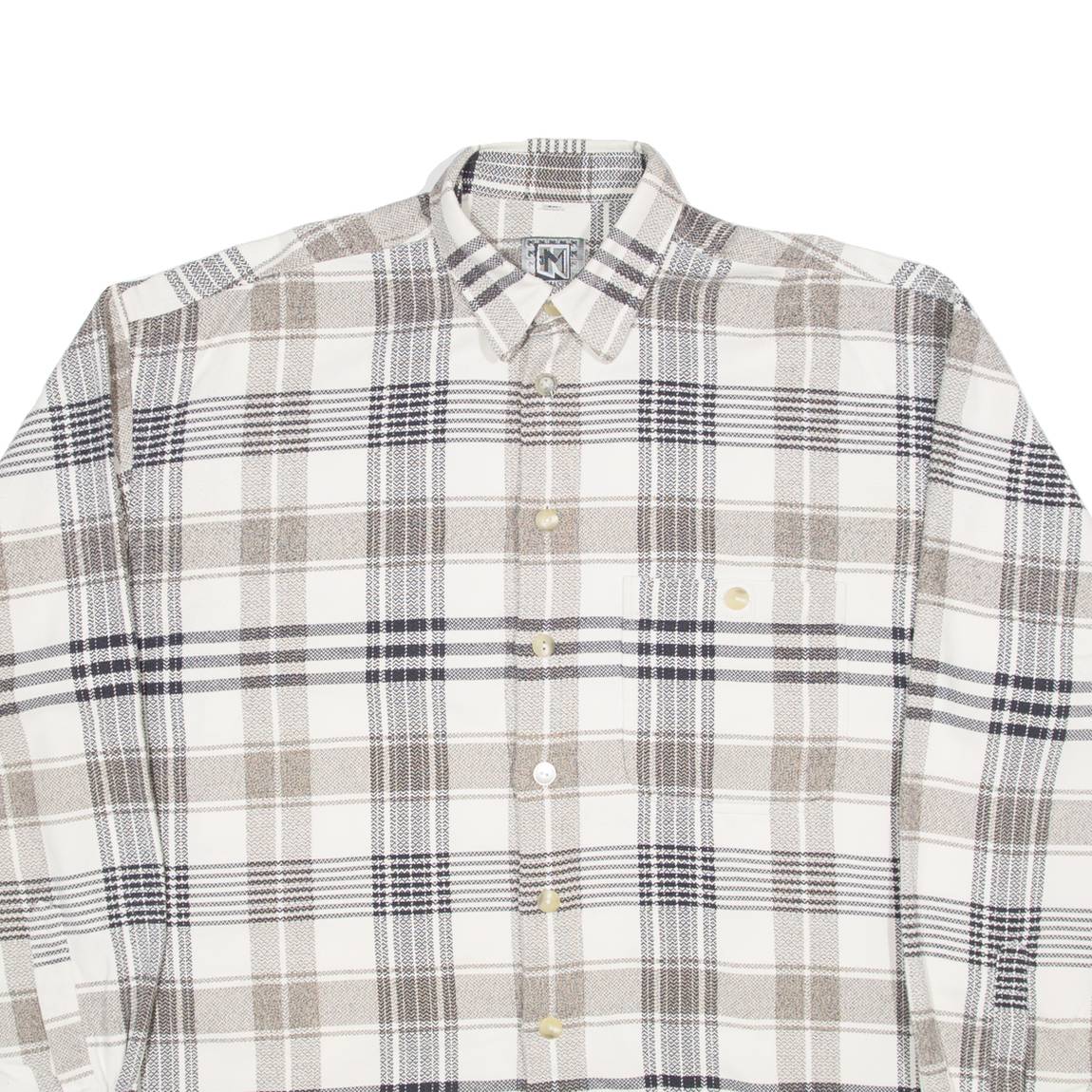 JEAN MASERICK Mens Shirt White Check Long Sleeve L