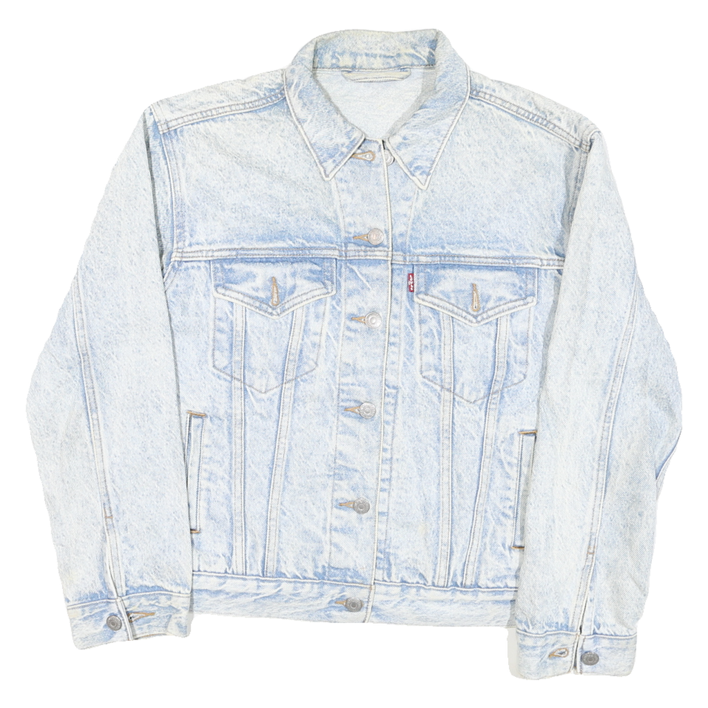 LEVI'S Womens Blue Light Acid Wash Denim Jacket M Cotton Blend Button Closure