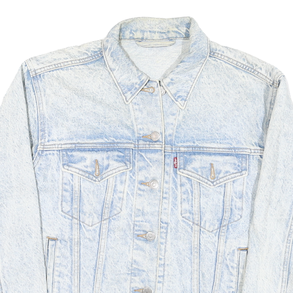 LEVI'S Womens Blue Light Acid Wash Denim Jacket M Cotton Blend Button Closure