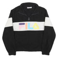 FILA Womens Black White Colourblock Pullover Plain Round Neck Tight Knit S