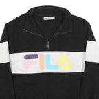 FILA Womens Black White Colourblock Pullover Plain Round Neck Tight Knit S