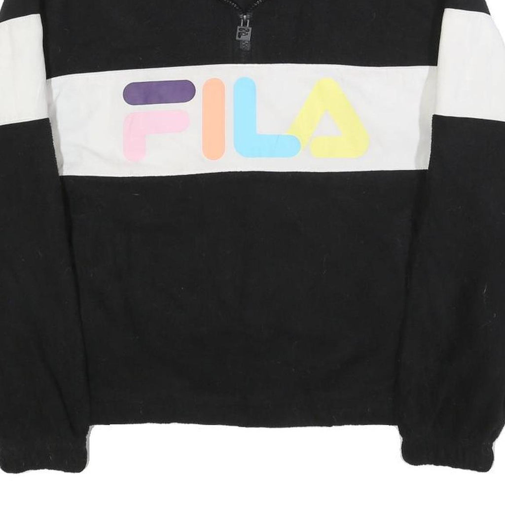 FILA Womens Black White Colourblock Pullover Plain Round Neck Tight Knit S