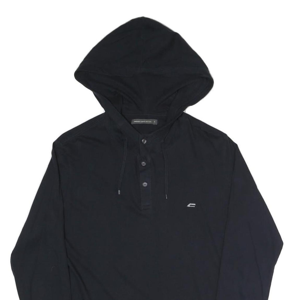 FRENCH CONNECTION Mens Black Hoodie S Cotton Blend Pullover Hooded Top