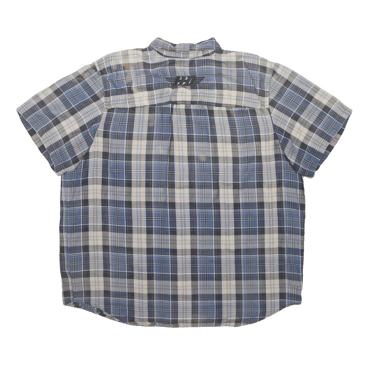 HARLEY DAVIDSON Mens Blue & Beige Plaid Cotton Blend Shirt 2XL Short Sleeve