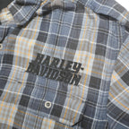 HARLEY DAVIDSON Mens Blue & Beige Plaid Cotton Blend Shirt 2XL Short Sleeve
