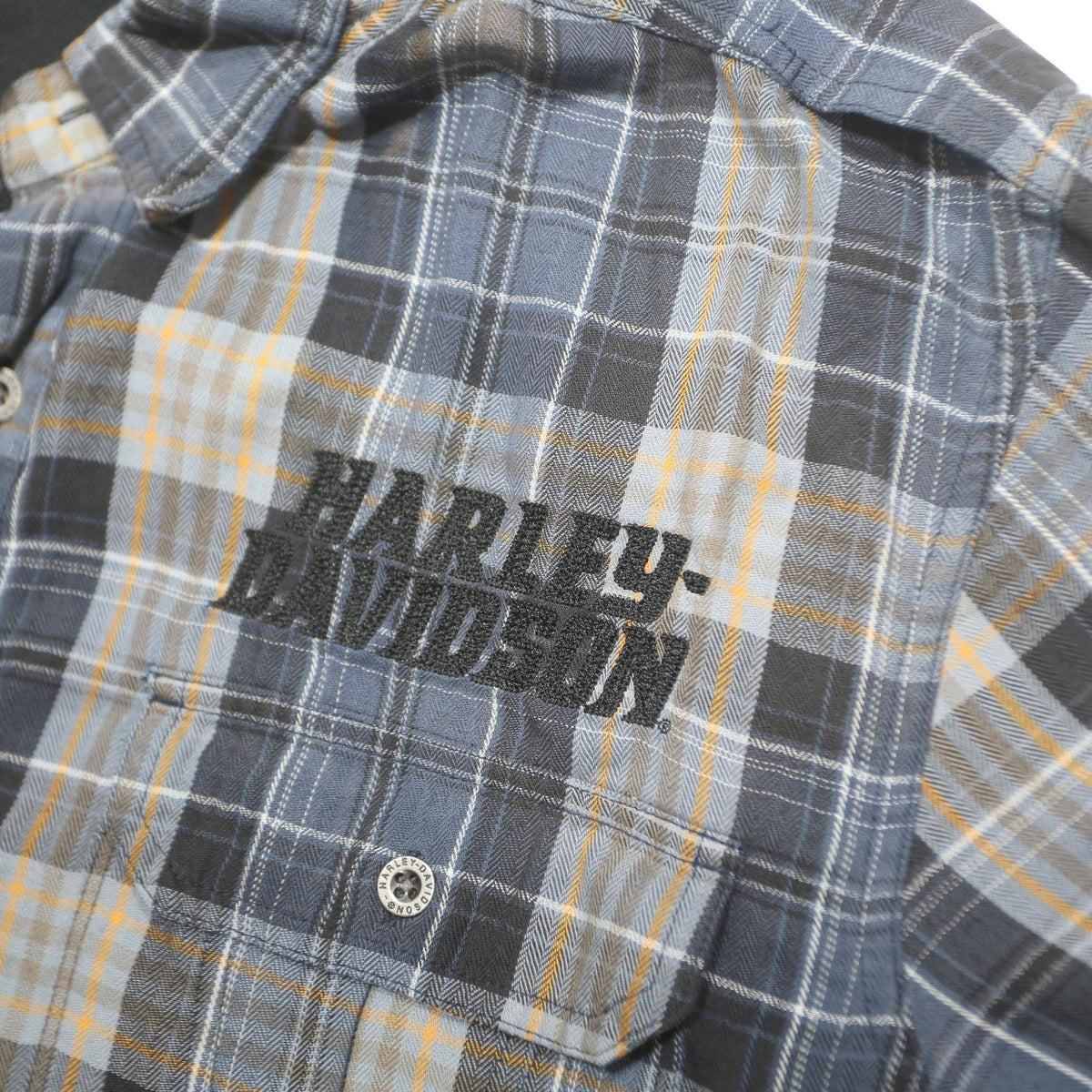 HARLEY DAVIDSON Mens Blue & Beige Plaid Cotton Blend Shirt 2XL Short Sleeve