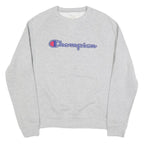 CHAMPION Mens Grey Crew Neck L Cotton Blend Logo Sweatshirt Pullover