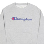 CHAMPION Mens Grey Crew Neck L Cotton Blend Logo Sweatshirt Pullover