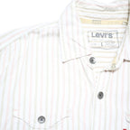 LEVI'S Womens White & Pink Stripe Casual Shirt L Cotton Blend Button Pocket