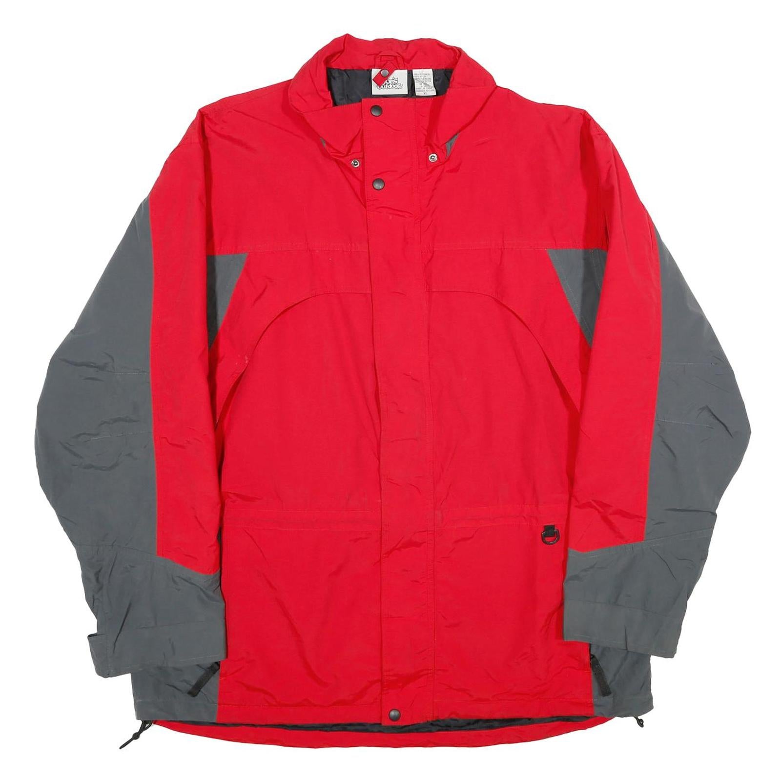 JOE'S OUTDOOR Mens Red & Grey Outdoor Jacket XL Nylon Plain Zip Long Sleeve