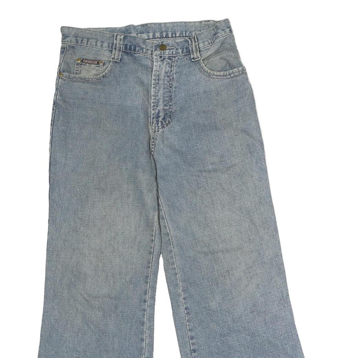 Mens Regular Fit Cotton Blue Jeans W28 L26 Zip Closure Wide Leg Classic Style