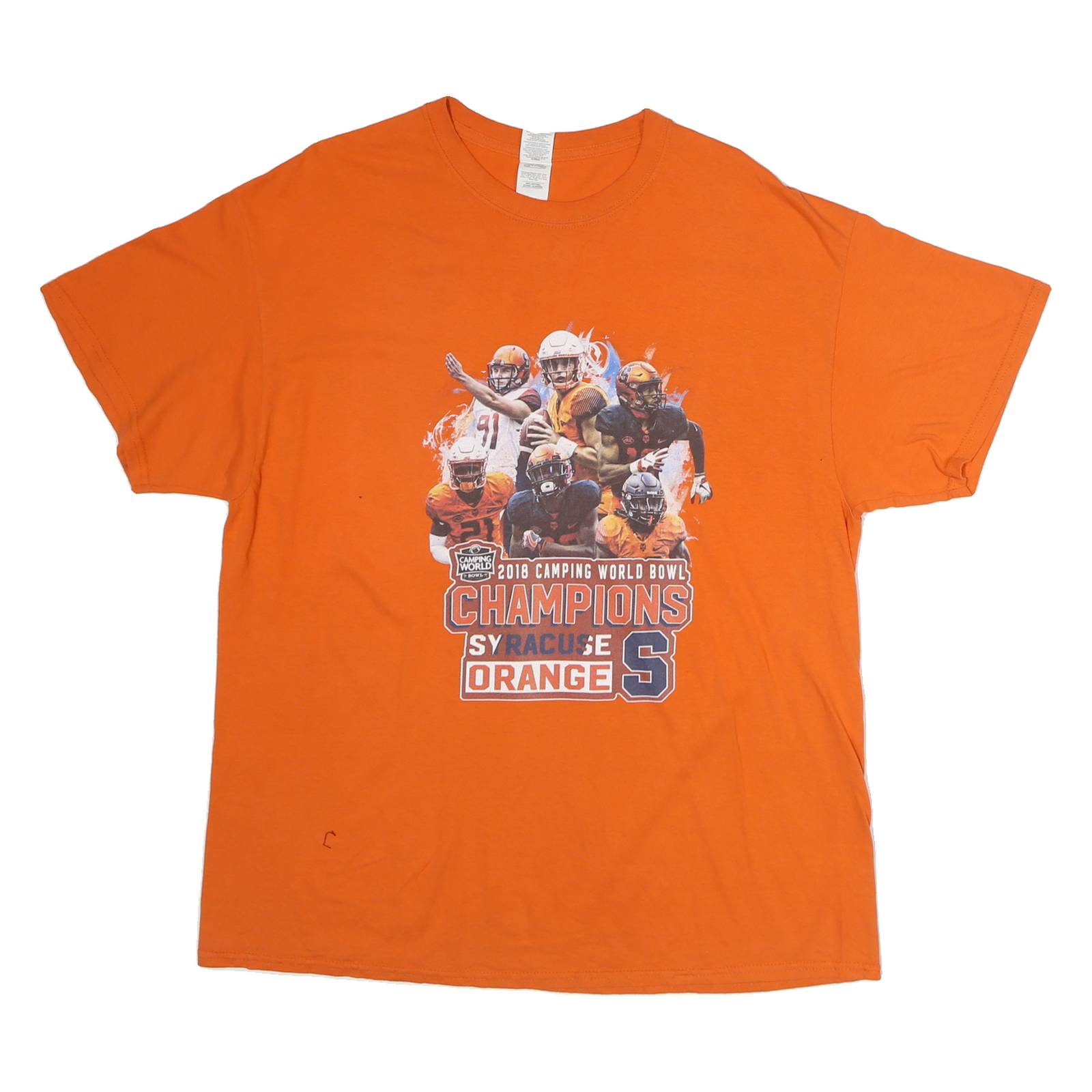 GILDAN Mens Orange 2018 Camping World Bowl Champions Graphic T-Shirt XL Short