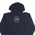 CHAMPION Mens Navy Blue Pullover Hoodie M UMC Graphic Print