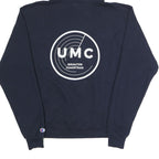 CHAMPION Mens Navy Blue Pullover Hoodie M UMC Graphic Print