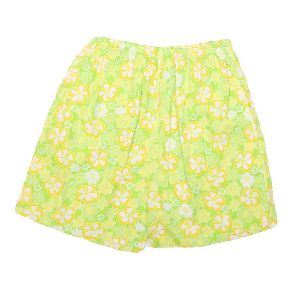 Mens Yellow Floral Pattern Cotton Blend Casual Shorts XXS W24 Summer
