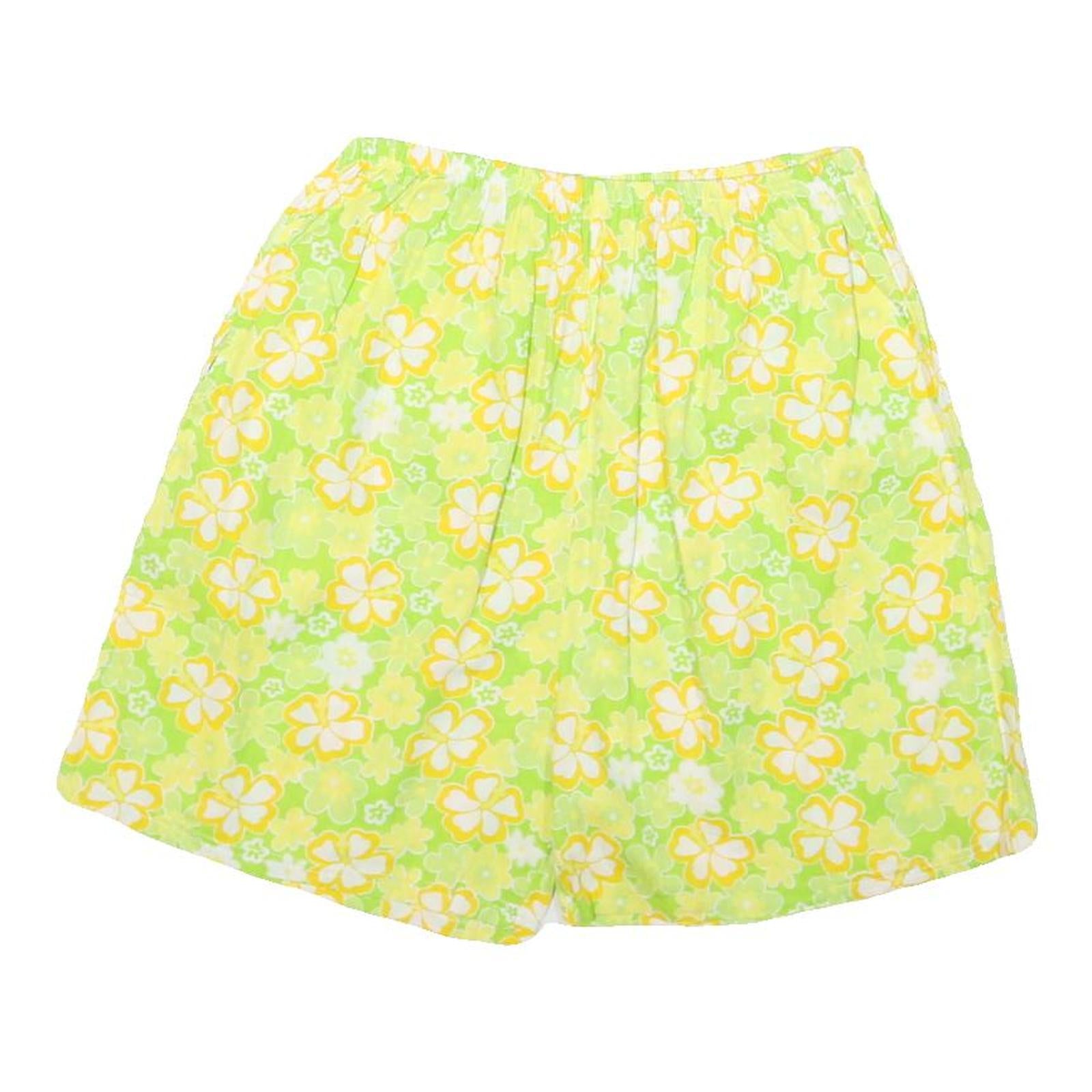 Mens Yellow Floral Pattern Cotton Blend Casual Shorts XXS W24 Summer