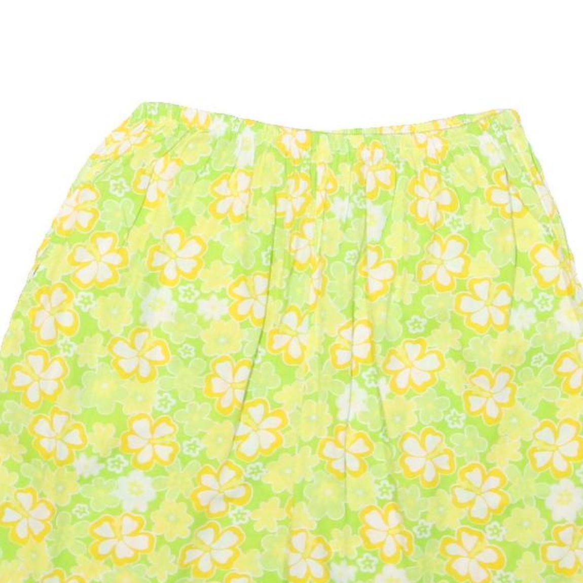 Mens Yellow Floral Pattern Cotton Blend Casual Shorts XXS W24 Summer
