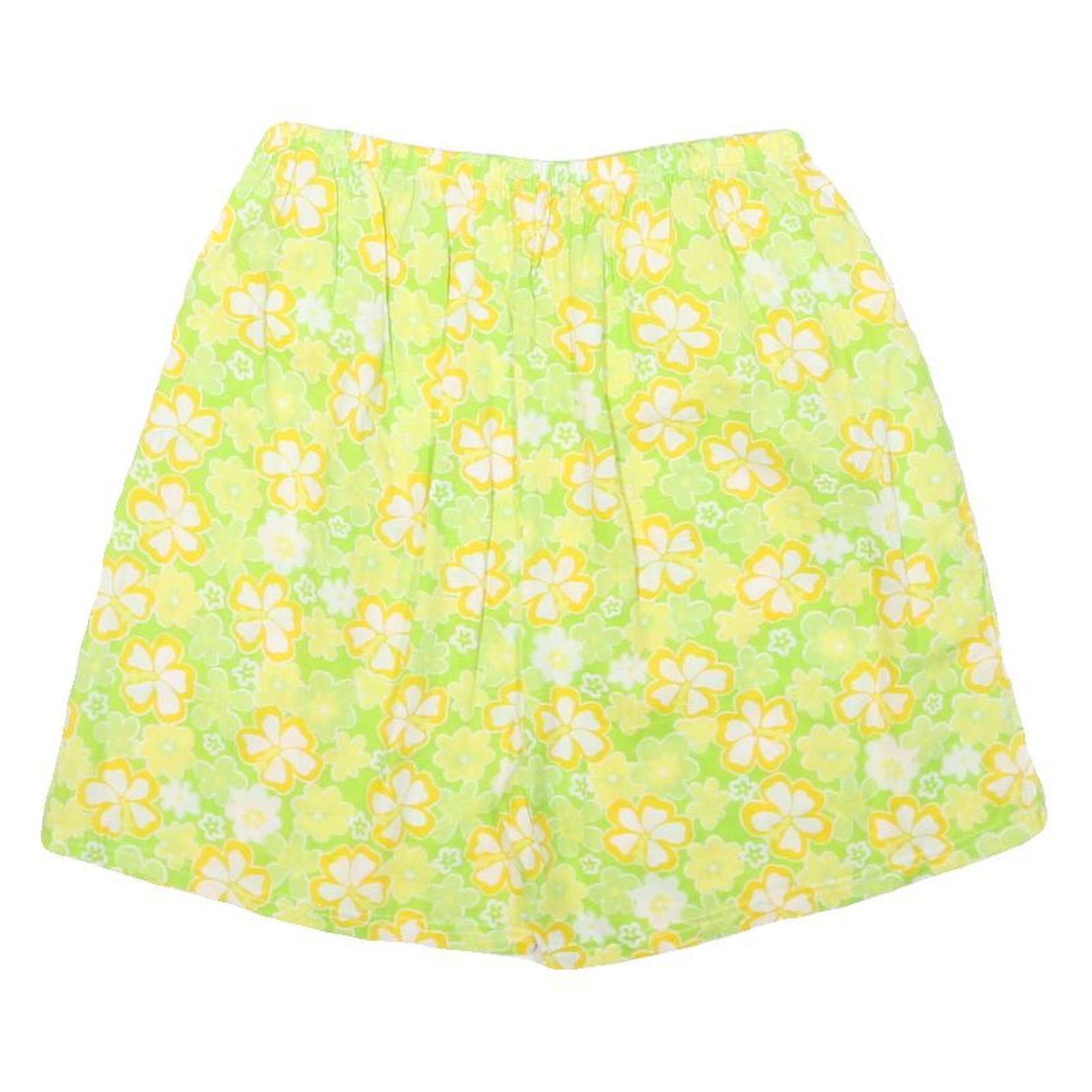 Mens Yellow Floral Pattern Cotton Blend Casual Shorts XXS W24 Summer