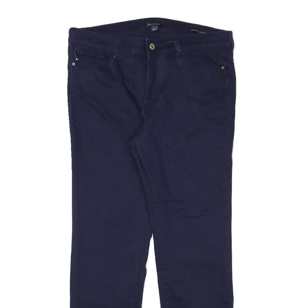 TOMMY HILFIGER Womens Cotton Blend Navy Slim Straight Trousers W33 L28 Casual