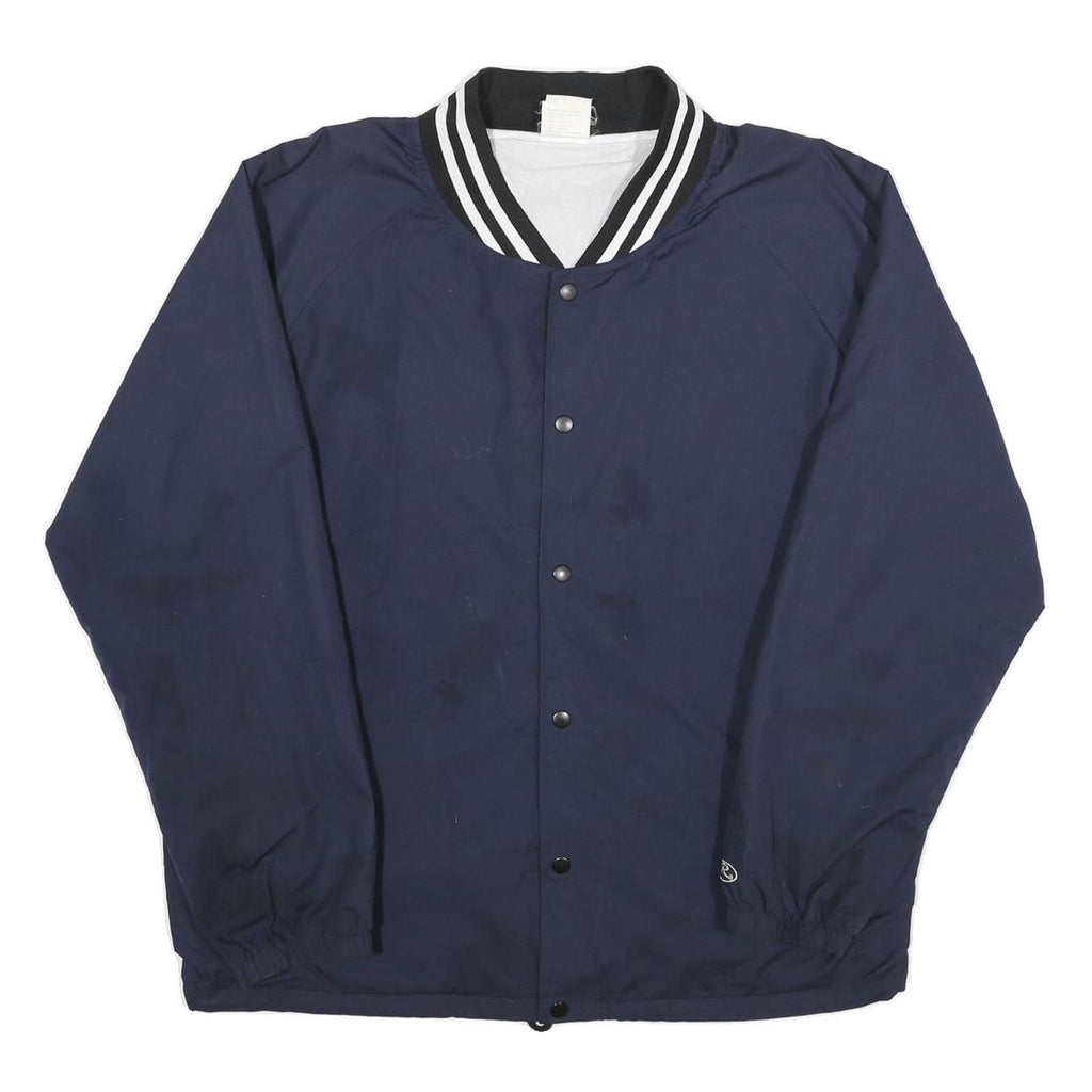 RAWLINGS Mens Navy Blue Button Jacket L Nylon Plain Casual Sportswear