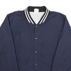 RAWLINGS Mens Navy Blue Button Jacket L Nylon Plain Casual Sportswear