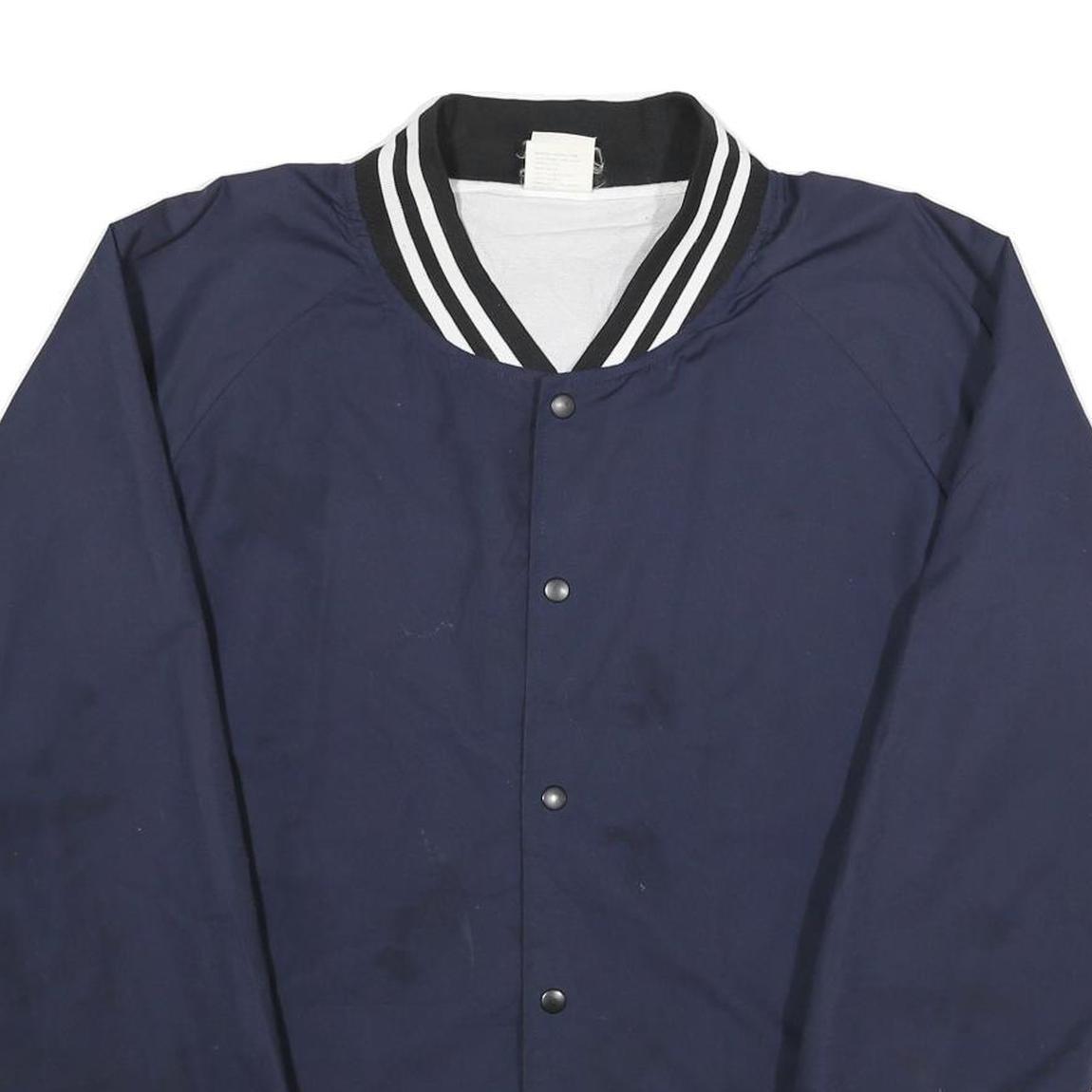 RAWLINGS Mens Navy Blue Button Jacket L Nylon Plain Casual Sportswear