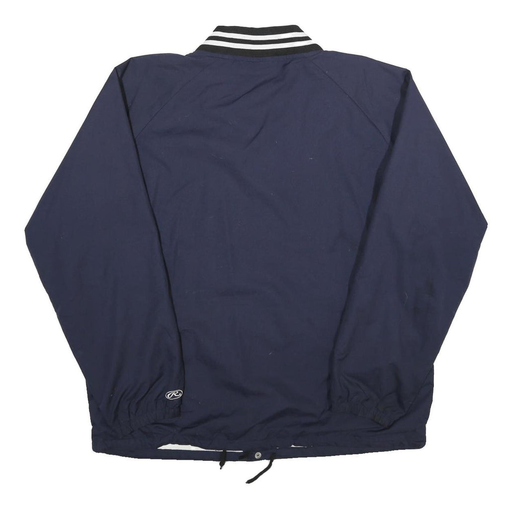 RAWLINGS Mens Navy Blue Button Jacket L Nylon Plain Casual Sportswear