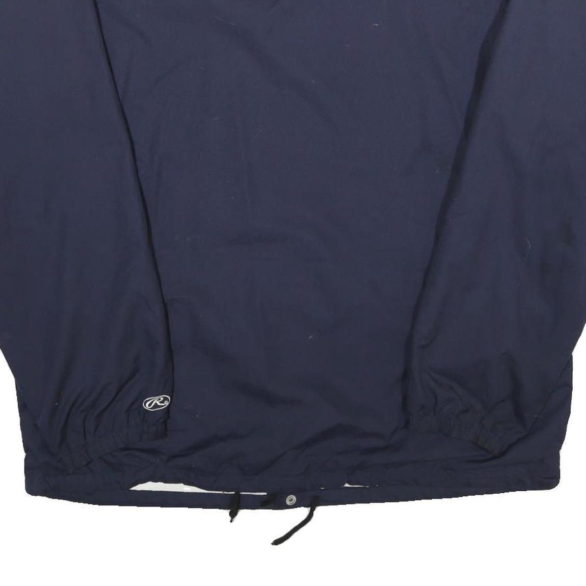 RAWLINGS Mens Navy Blue Button Jacket L Nylon Plain Casual Sportswear