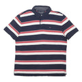 TOMMY HILFIGER Mens Navy Blue White & Red Striped Short Sleeve Polo Shirt L