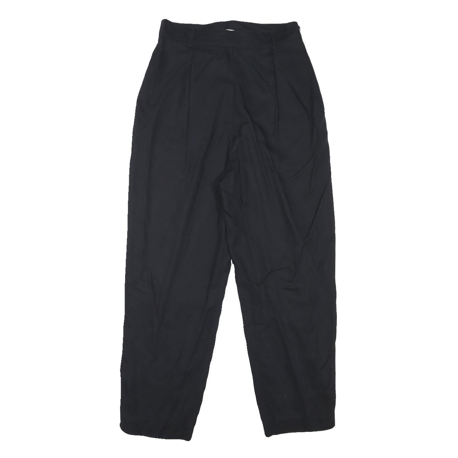 PENN BLACK Womens Cotton Blend Black Relaxed Straight Trousers W24 L24 Zip