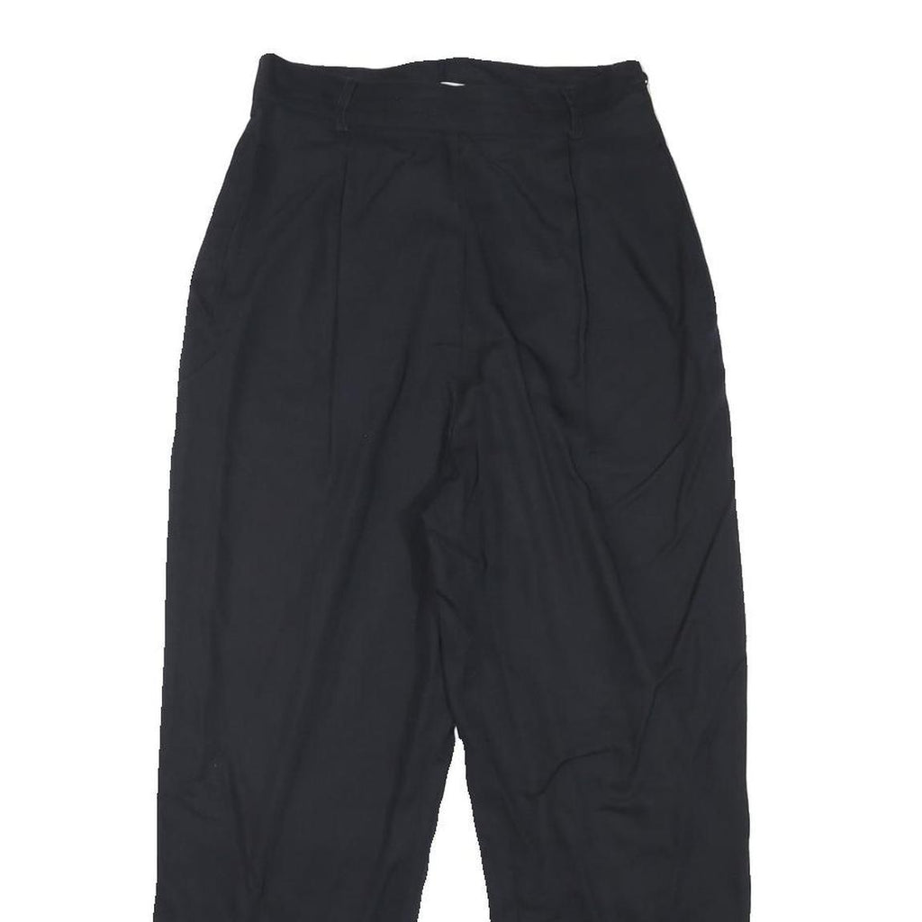 PENN BLACK Womens Cotton Blend Black Relaxed Straight Trousers W24 L24 Zip