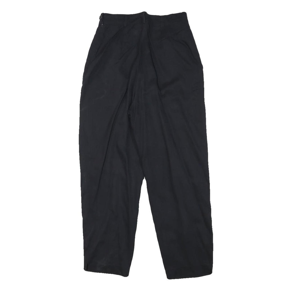 PENN BLACK Womens Cotton Blend Black Relaxed Straight Trousers W24 L24 Zip