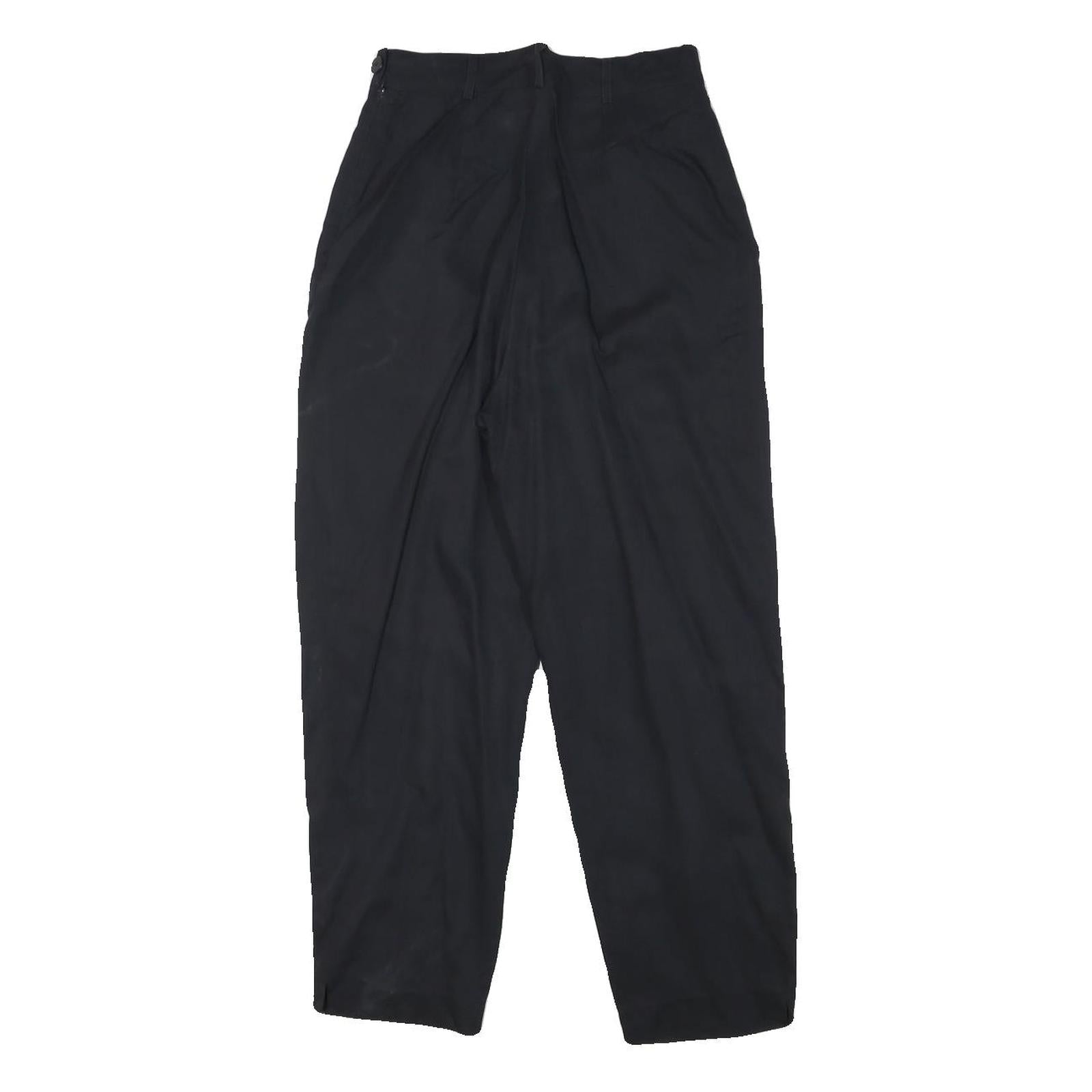 PENN BLACK Womens Cotton Blend Black Relaxed Straight Trousers W24 L24 Zip