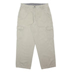 WRANGLER Mens Cotton Blend Relaxed Beige Cargo Trousers W34 L30 Zip Pockets