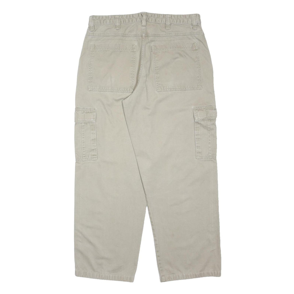 WRANGLER Mens Cotton Blend Relaxed Beige Cargo Trousers W34 L30 Zip Pockets
