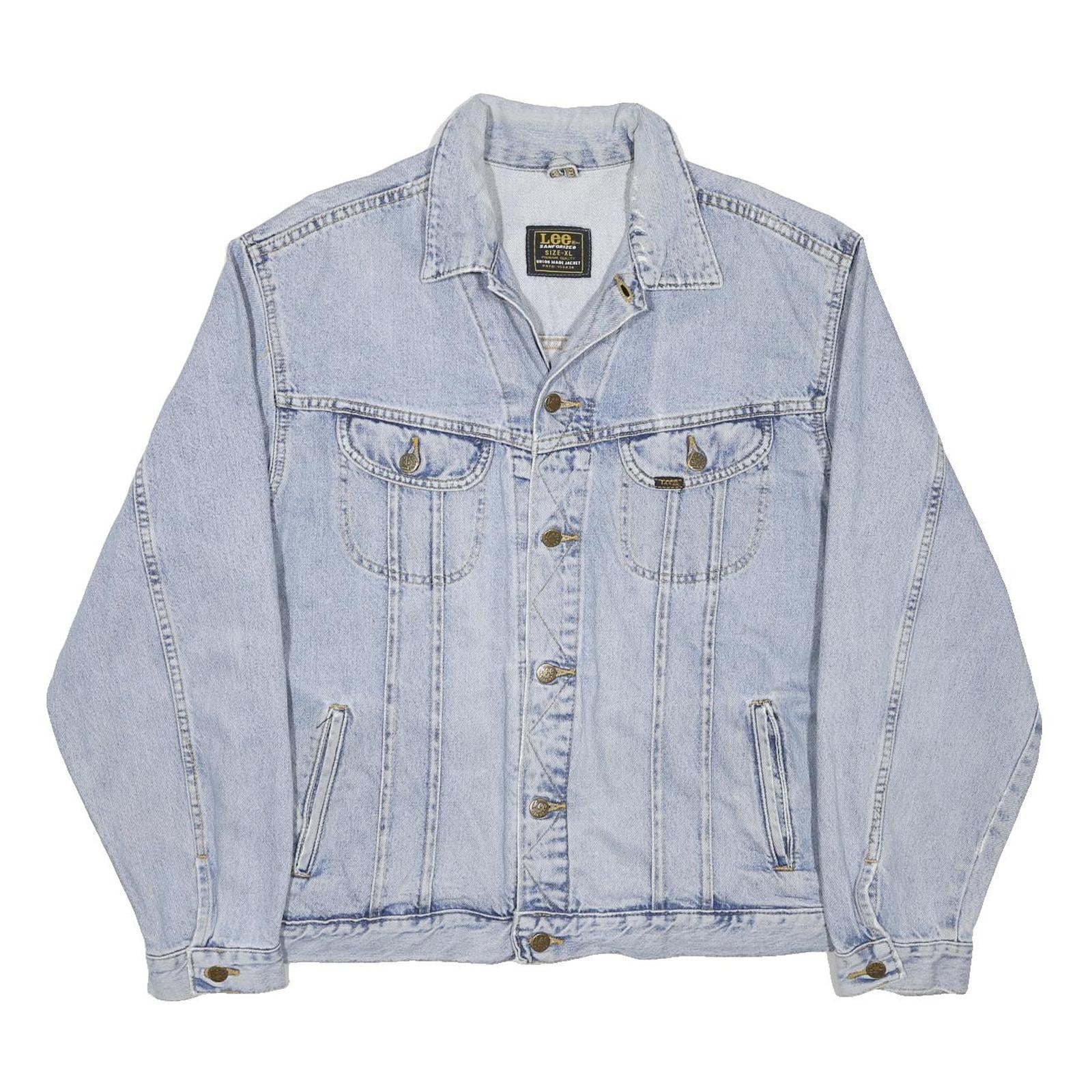 LEE Mens Blue Denim Jacket XL Cotton Button Classic Casual Vintage Style
