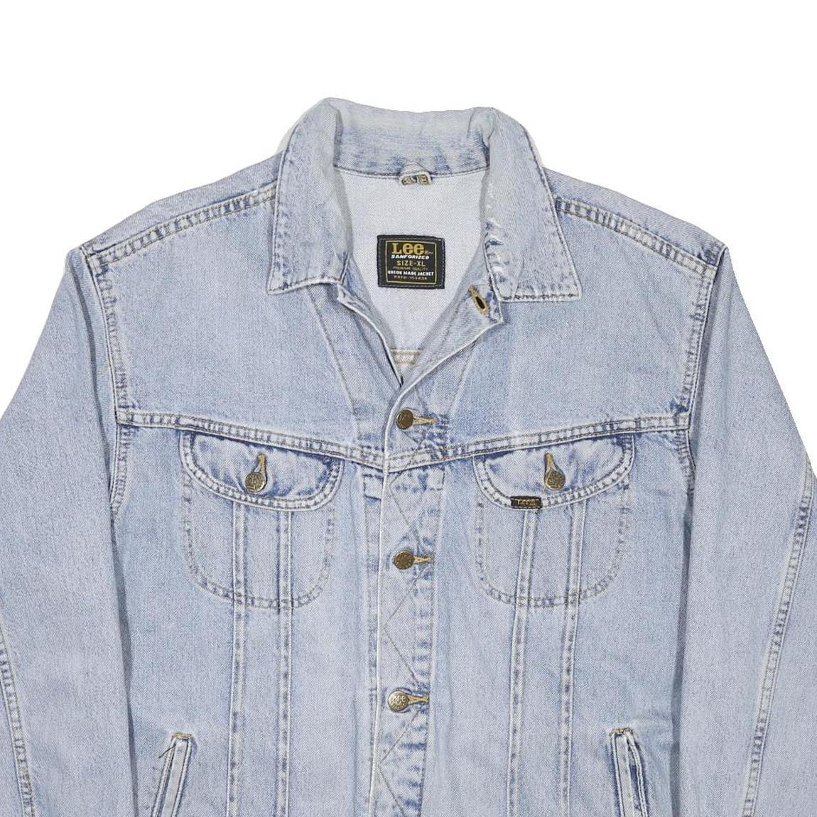 LEE Mens Blue Denim Jacket XL Cotton Button Classic Casual Vintage Style