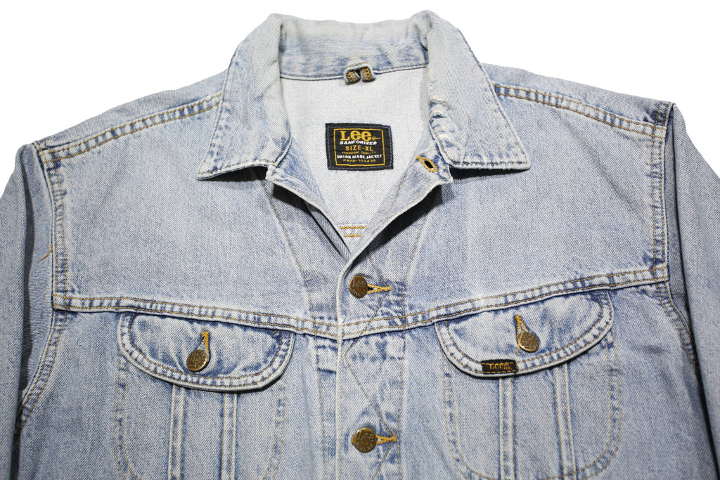 LEE Mens Blue Denim Jacket XL Cotton Button Classic Casual Vintage Style