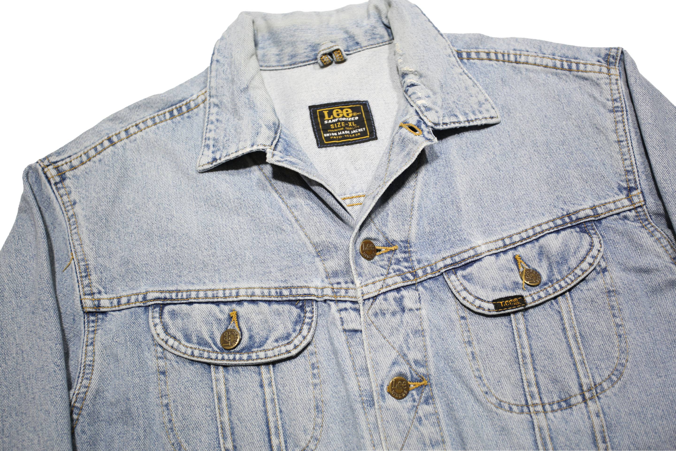 LEE Mens Blue Denim Jacket XL Cotton Button Classic Casual Vintage Style